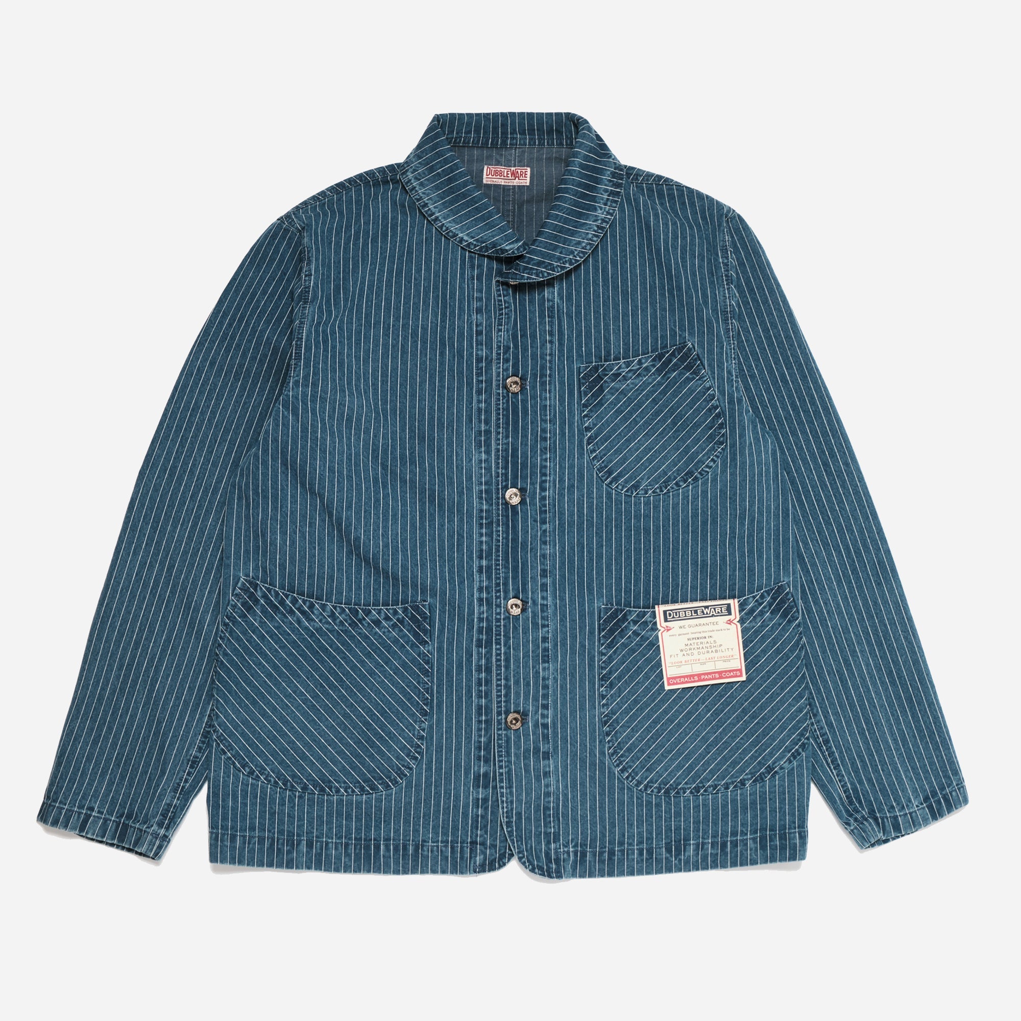 CHORE JACKET MADE IN ITALY - WASHED PINSTRIPE NAVY
