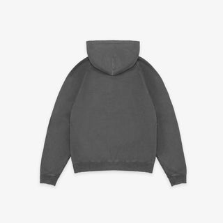 A dark navy blue hooded sweatshirt shown from the back, laid flat against a clean white background.