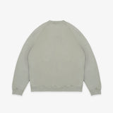A light sage green crewneck sweatshirt shown from the back, laid flat against a clean white background.