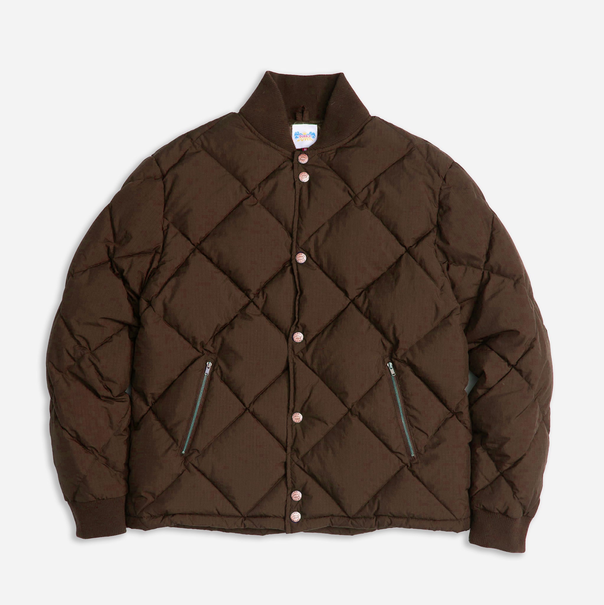 DUBBLE DOWN DIAMOND QUILTED JACKET - CHOCOLATE