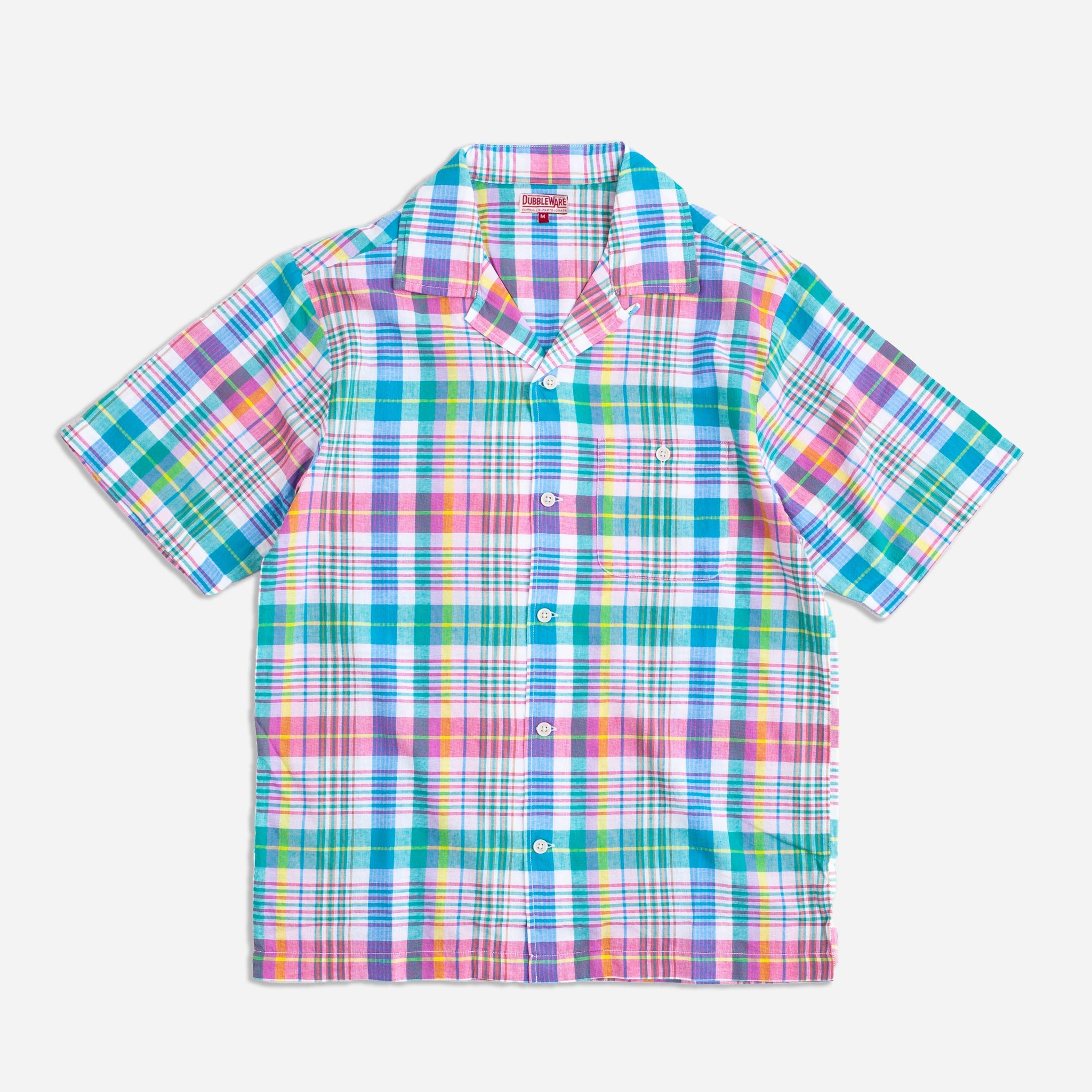 QUINCY MADRAS CAMP SHIRT - GREEN / PINK CHECK