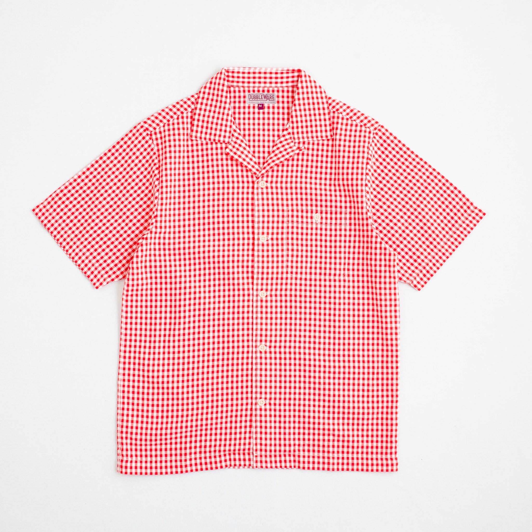 QUINCY SEERSUCKER CAMP SHIRT - RED CHECK