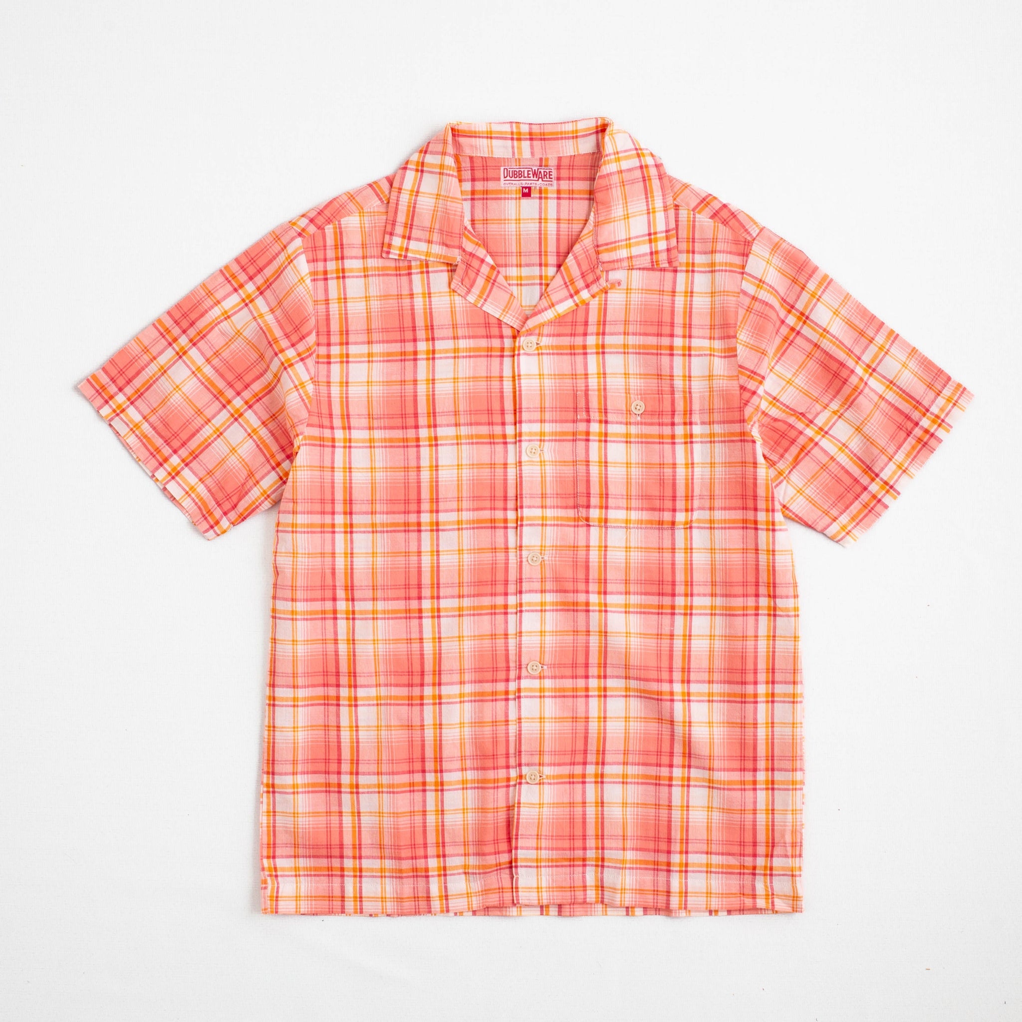 QUINCY MADRAS CAMP SHIRT - PINK / ORANGE CHECK