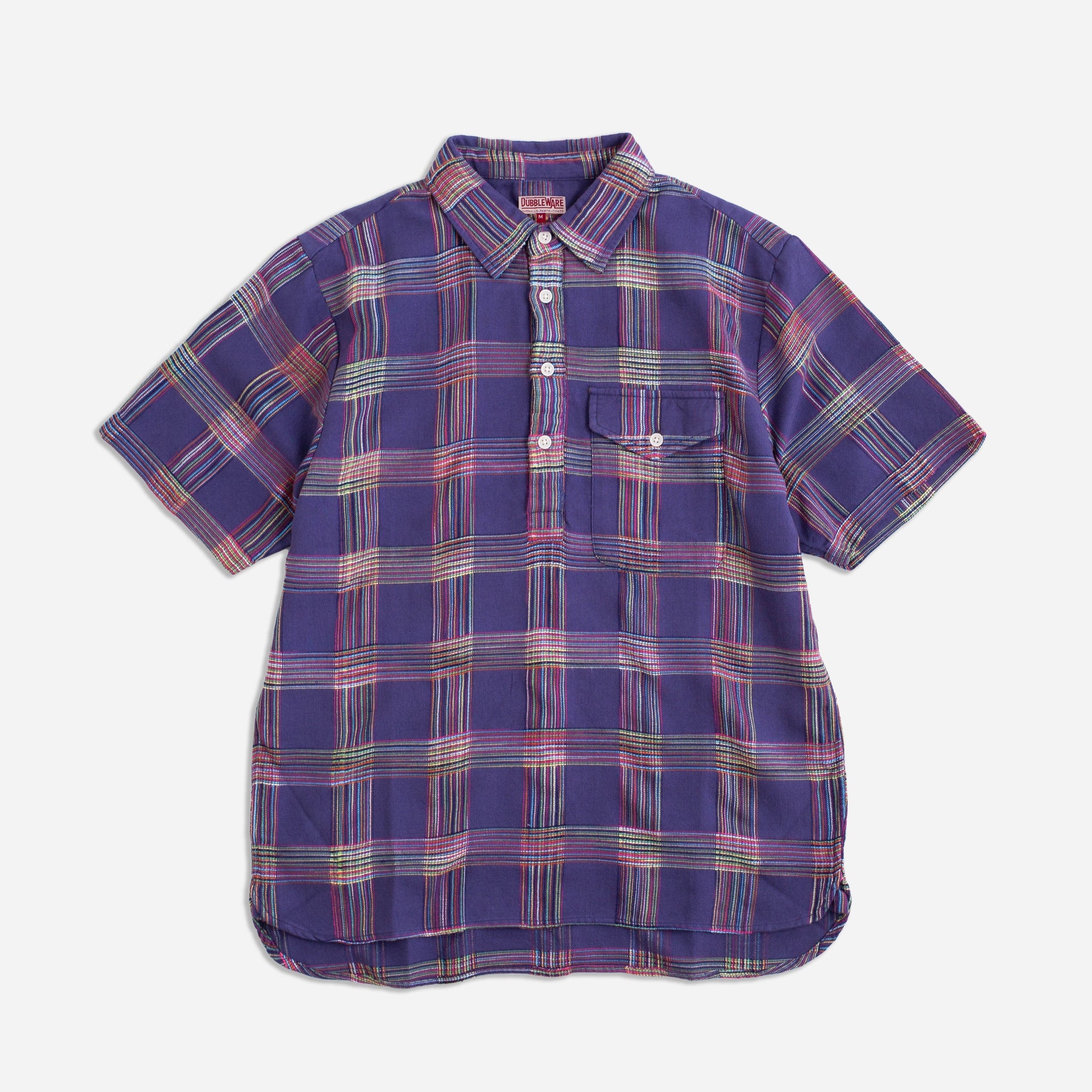 DOBBY CHECK PULLOVER SHIRT - NAVY MIX