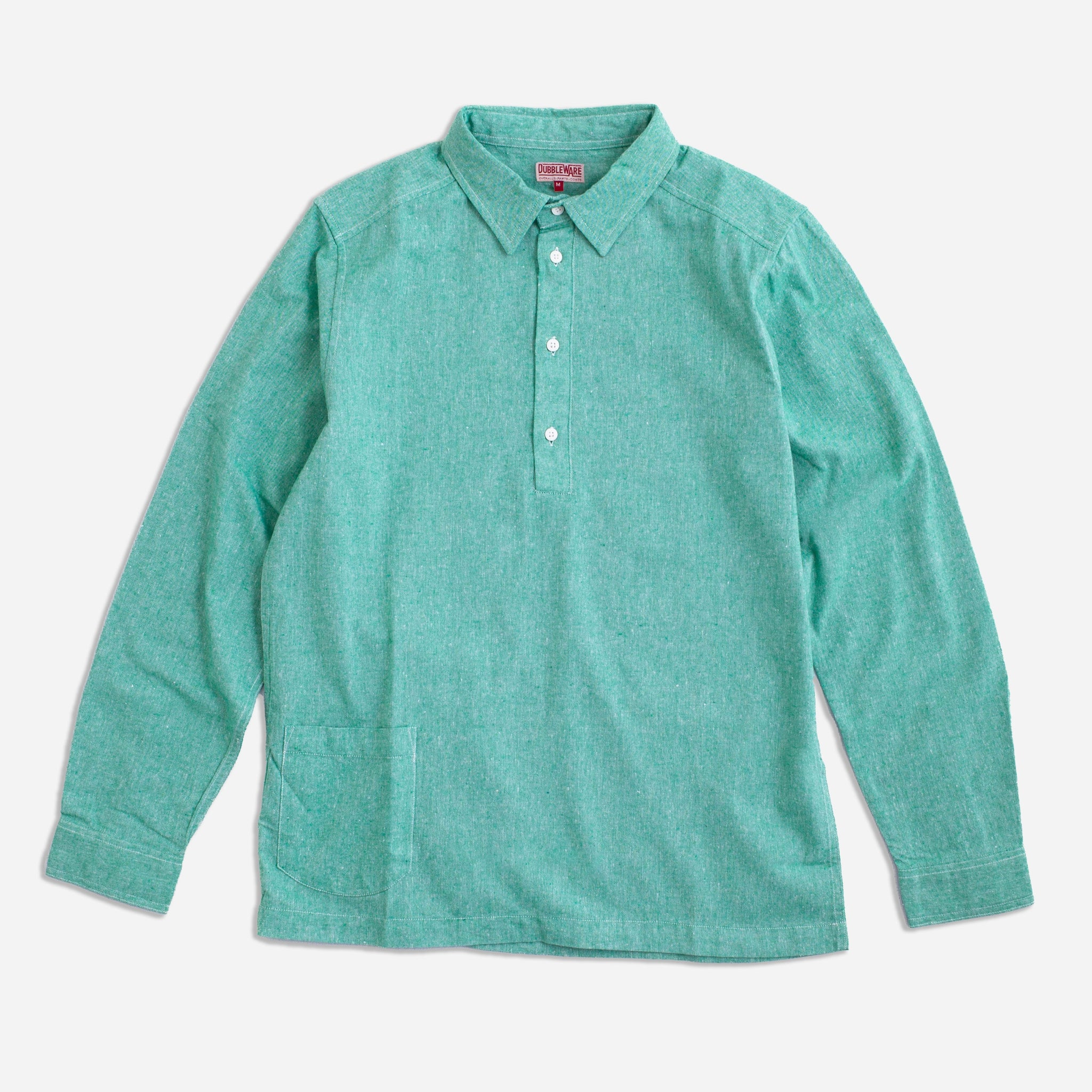 CHAMBRAY PULLOVER SHIRT - GREEN