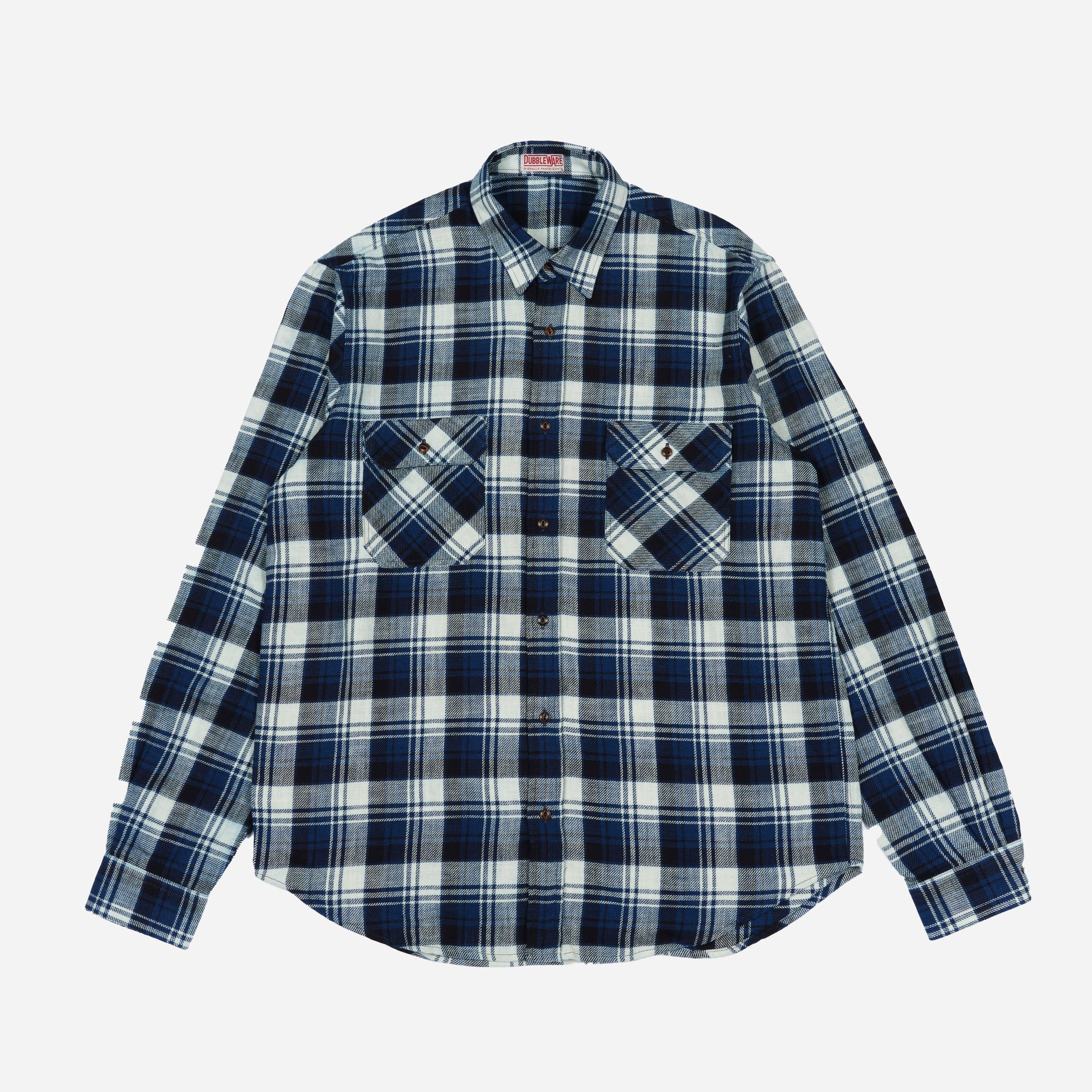 Dubbleware - Made in Italy Milton Flannel Shirt - Blue / Ecru