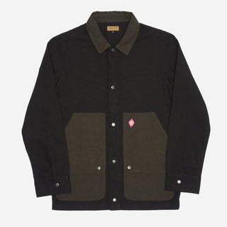 Contrast Work Jacket - Black / Military Green