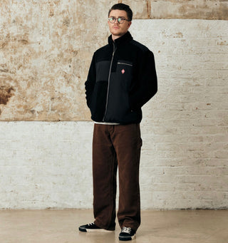 Maine Zip Through Sherpa Fleece - Black